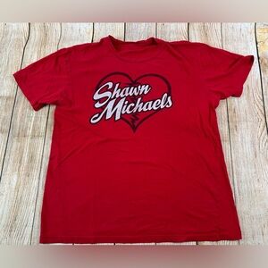 WWE HBK Heartbreak Kid Shawn Michaels Red T Shirt Size Large Distressed